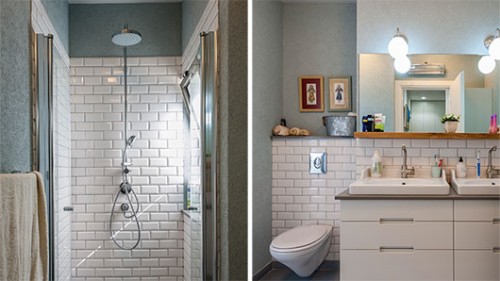 עבור חדרי האמבטיה נבחרו חומרים פרקטיים וקלים לניקוי. צילום: אסף הבר