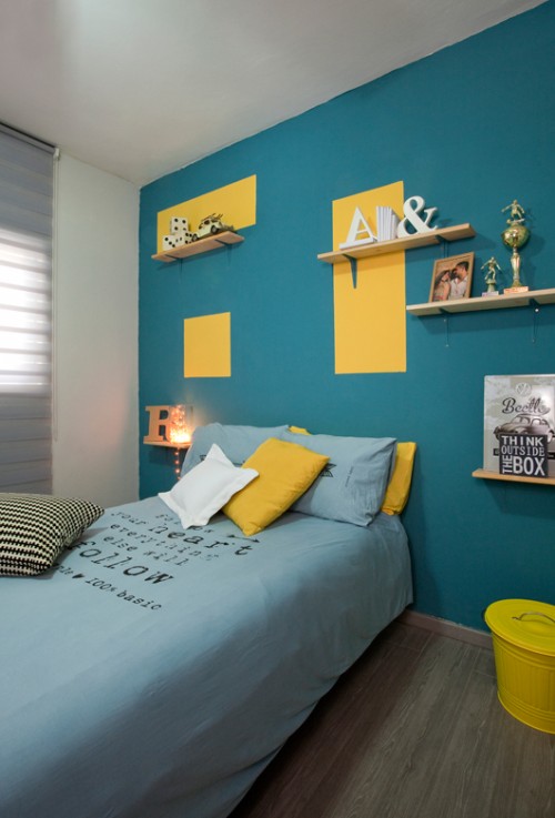 החדר של שלומי. עיצוב: שירי שורר, ורדה נוריאל וליטל ביטנר. צילום: הגר דופלט. צו 8 למצעבות, מושב פורת