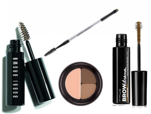 מימין לשמאל ובכיוון השעון: מברשת לגבות של נטאשה דנונה לסירוק וצביעתהגבה (99 ש"ח), מסקרה לגבות Brow Drama של מייבלין ניו יורק (60 ש"ח), פודרה לגבות BrowTech של סמאשבוקס (99 ש"ח) ומסקרה לגבות של בובי בראון מגיעה במרקם קרם ג'ל ( 110 ש"ח). צילומים: יח"צ
