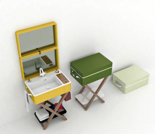 כיור מזוודה של חרש. צילום: Olympia studio