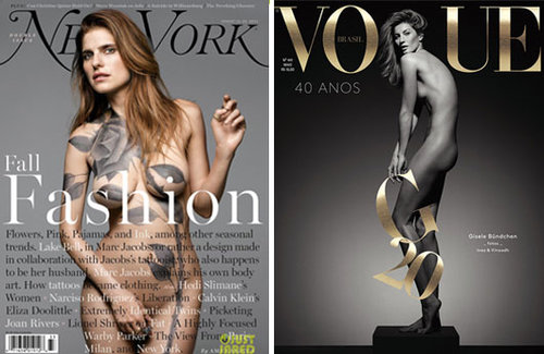 מימין: ג'יזל על שער "ווג" ברזיל, לייק בל על שער "ניו יורק מגזין" 