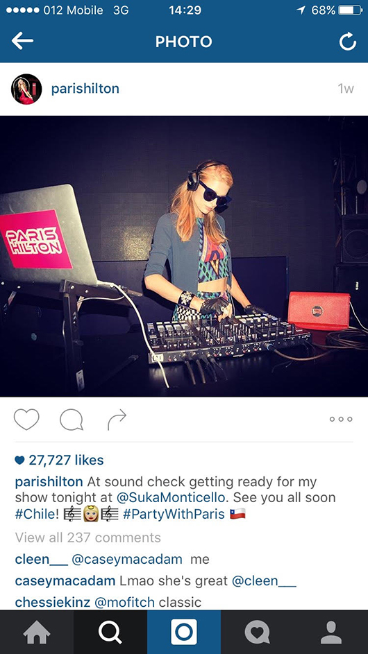 מתוך עמוד האינסטגרם parishilton@