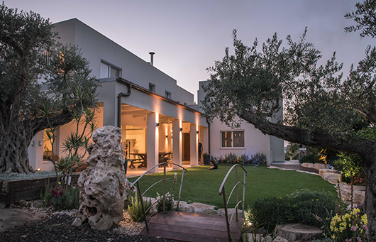 היחידה הנפרדת צמודה לבית אך נהנית מכניסה נפרדת ומפרטיות. עצי הזית העתיקים, בני יותר מ-200 שנה, משווים לחצר ולבית אופי כפרי, שורשי ונעים | צילום: גלעד רדט 