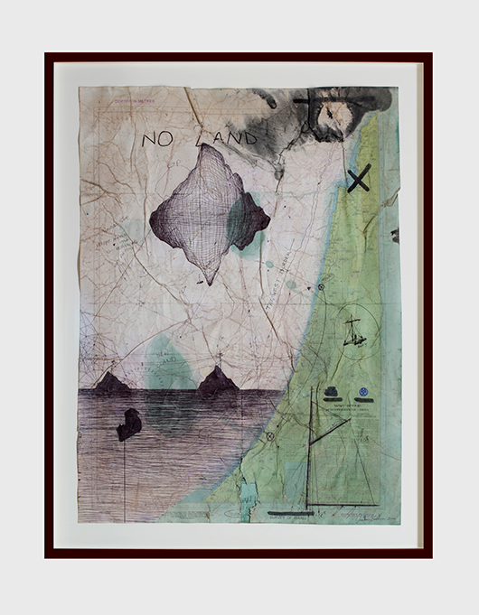 "הגבול המערבי", מפה מס' 11, 2015, מתוך סדרת המפות המצוירות של יונתן גולדמן  | צילום: דור אבן חן