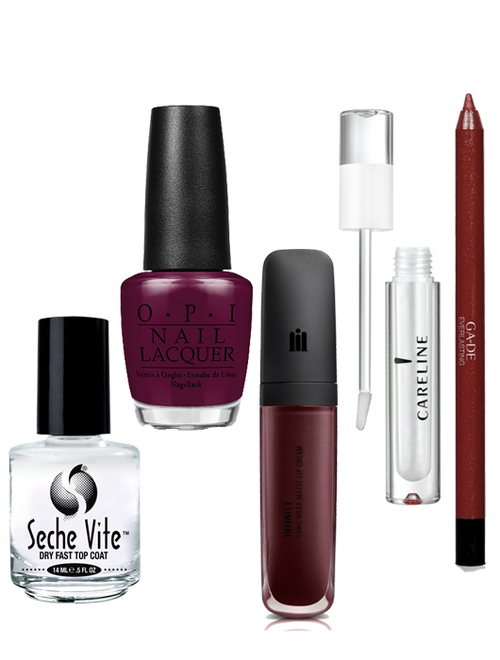 שלב 4. עיפרון שפתיים ג'ייד 54.90 ש&quot;ח | שפתון Matte color איל מקיאג' 129 ש&quot;ח | גלוס שקוף קרליין 109.90 ש&quot;ח | לק We are Female OPI במחיר 65 ש&quot;ח | מייבש לק Seche vite במחיר 59.90