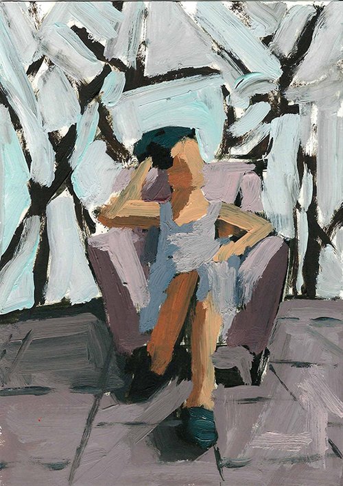 אישה בגינה, שמן על נייר, 2015 | עופרה אוחנה אישה בגינה, שמן על נייר, 2015 | עופרה אוחנה