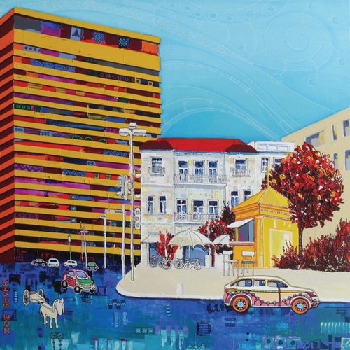 ציור של זואי סבר מתערוכת אומנות בחניון | צילום" יח"צ