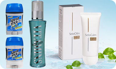 מימין לשמאל: Shea Butter Hand Cream של Sebocalm, סרום 9 צמחים של חברת VITAMINS, ספיד סטיק 24/7 Glacier 