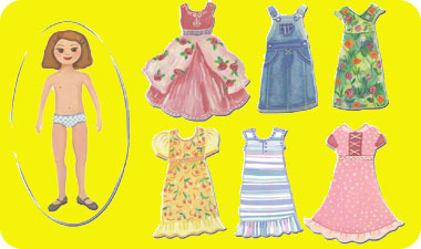 דמויות מגנטיות של ילדה ו-14 שמלות יפהפיות