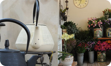 בר פרחים אפופה באווירת גן רומנטית ושופעת פרחים 