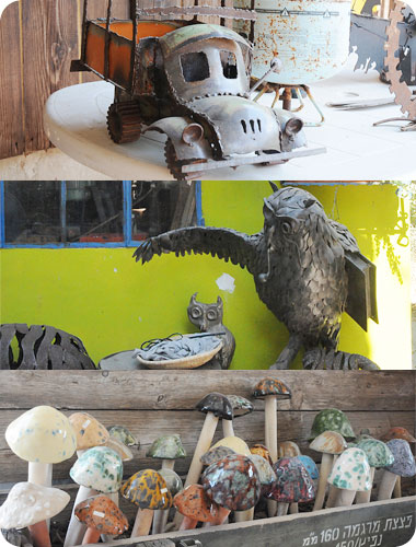 מלמעלה: הגלריה של סבא, משה כץ הפסל וסטודיו לקרמיקה 'ציפור הנפש' 