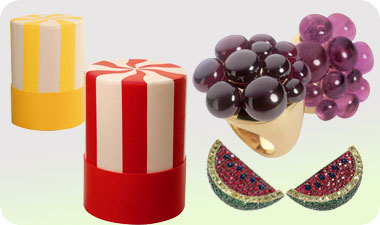 תכשיטי פירות. כרונוטיים, הדומי סוכריות של מיכל אנוך מצגר ותכשיטי פירות