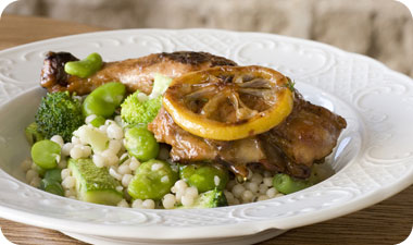 עופיונים צלויים בזיגוג לימון